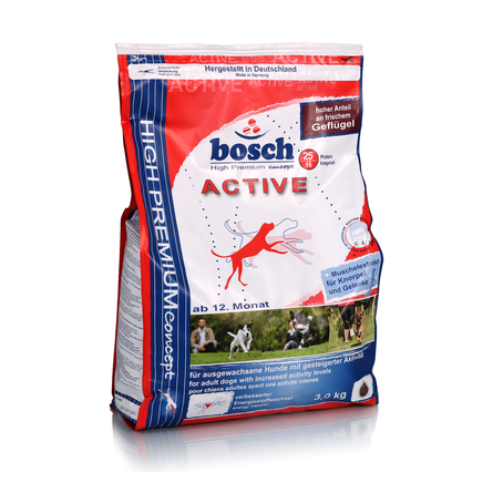 Bosch Active Сухой корм для взрослых собак всех пород с повышенной активностью (с птицей) – интернет-магазин Ле’Муррр
